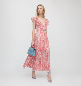 The Milani Dress in Coral Corsica Paisley