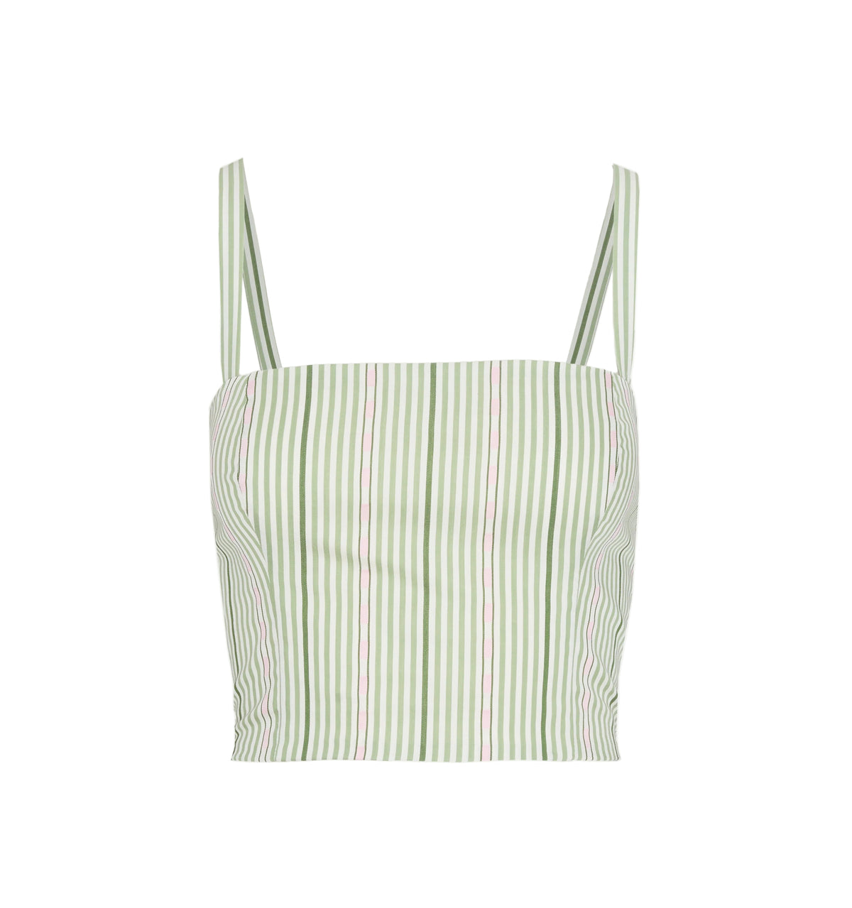The Miranda Top in Green Jacquard Stripe