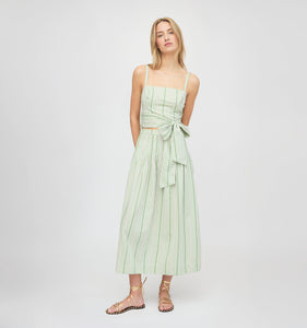 The Miranda Top in Green Jacquard Stripe