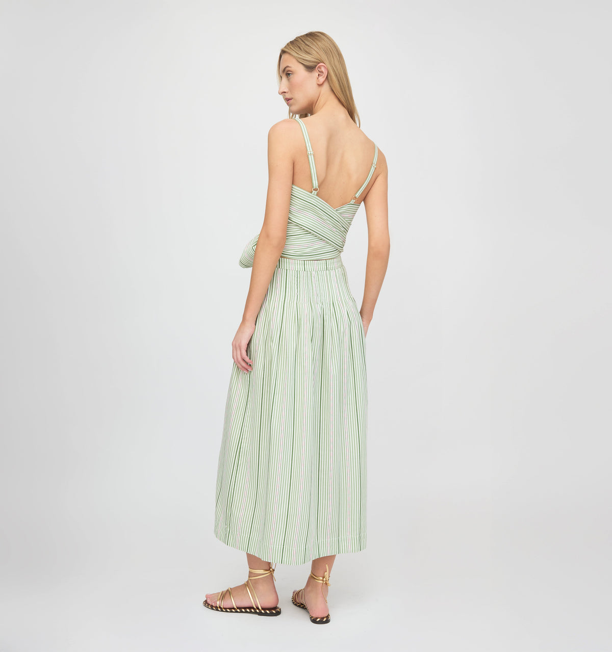 The Ame Skirt in Green Jacquard Stripe