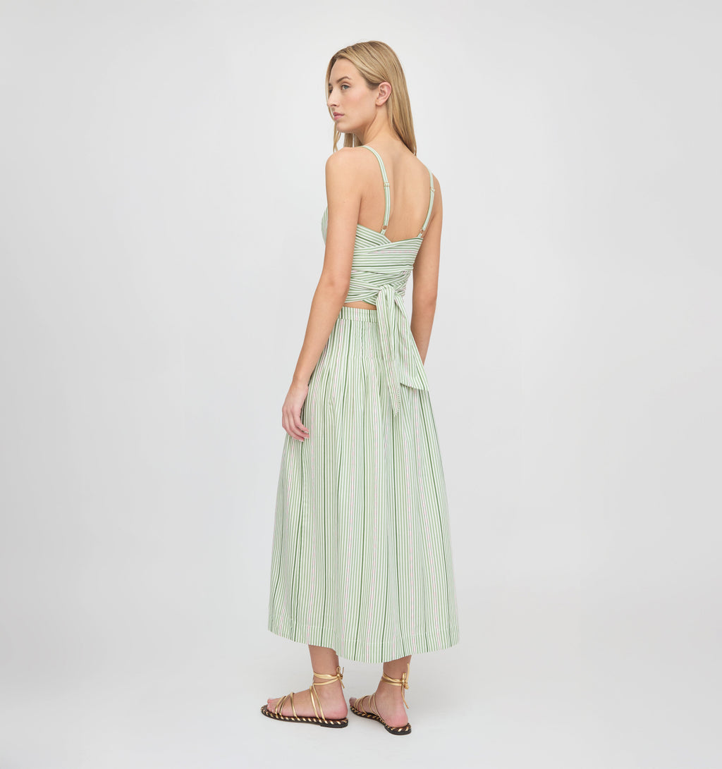 The Miranda Top in Green Jacquard Stripe