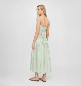 The Miranda Top in Green Jacquard Stripe