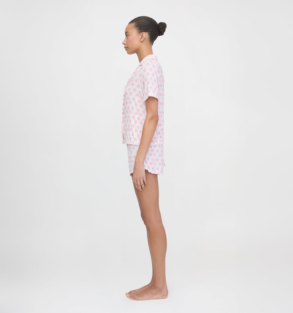 The Paige Pajama Set in Doily Heart Pink