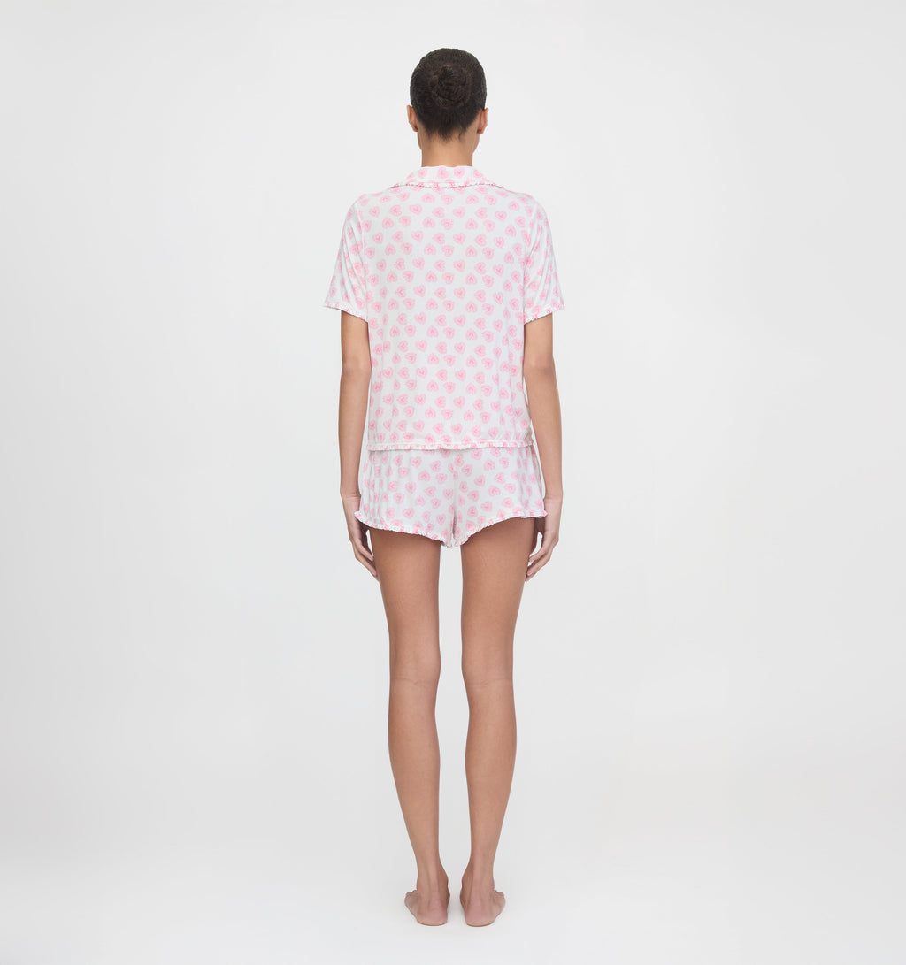 The Paige Pajama Set in Doily Heart Pink