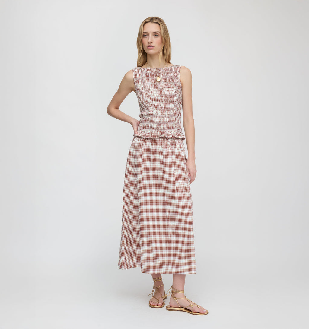 The Phoebe Nap Top in Cognac Gingham