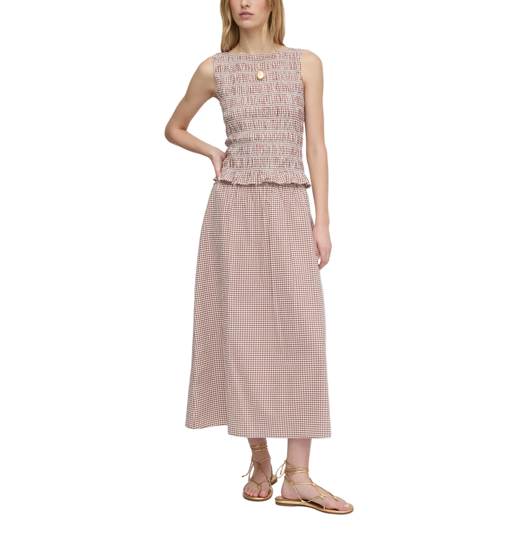 The Delphine Nap Skirt in Cognac Gingham