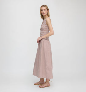 The Delphine Nap Skirt in Cognac Gingham
