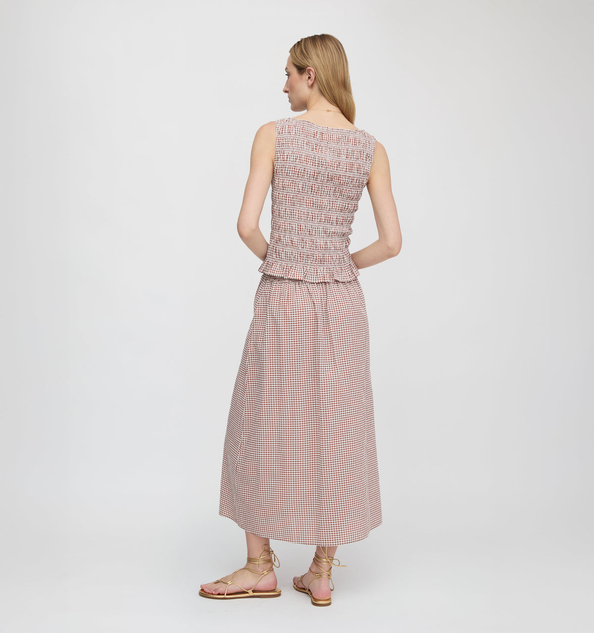 The Delphine Nap Skirt in Cognac Gingham