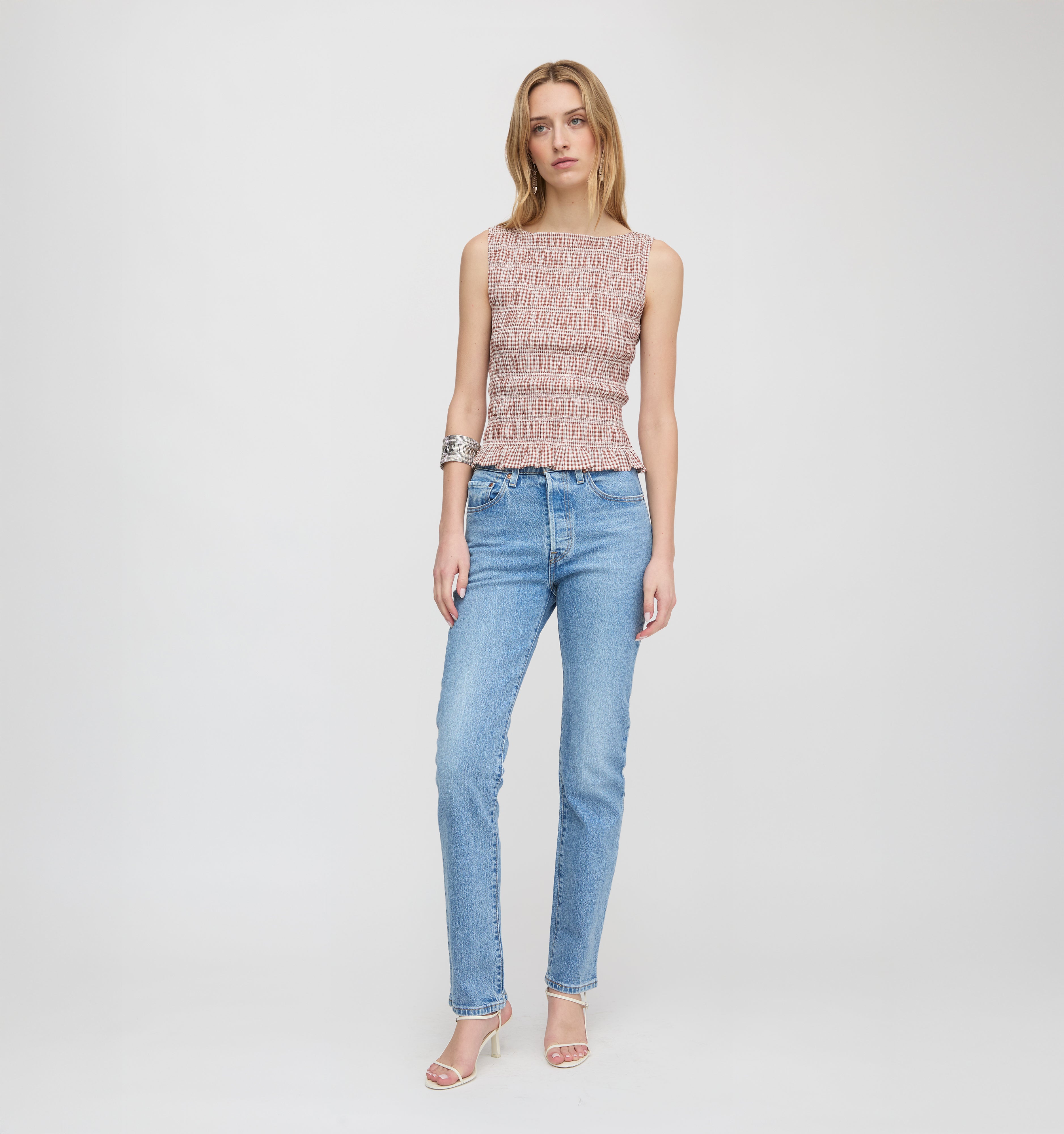 The Phoebe Nap Top in Cognac Gingham