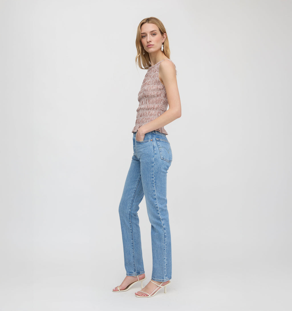 The Phoebe Nap Top in Cognac Gingham