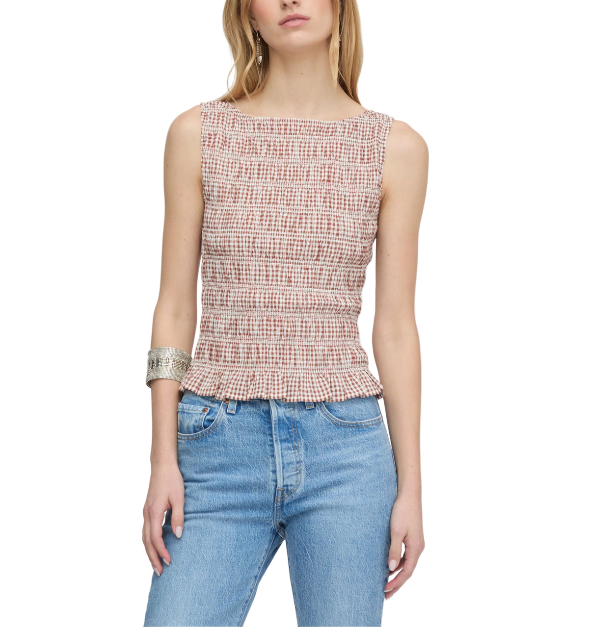 The Phoebe Nap Top in Cognac Gingham