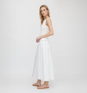 The Delphine Nap Skirt in White Crinkle Check