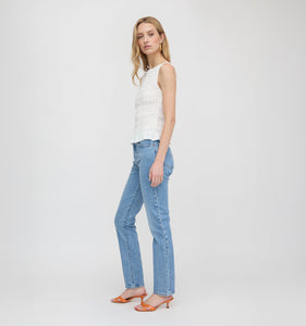 The Phoebe Nap Top in White Crinkle Check