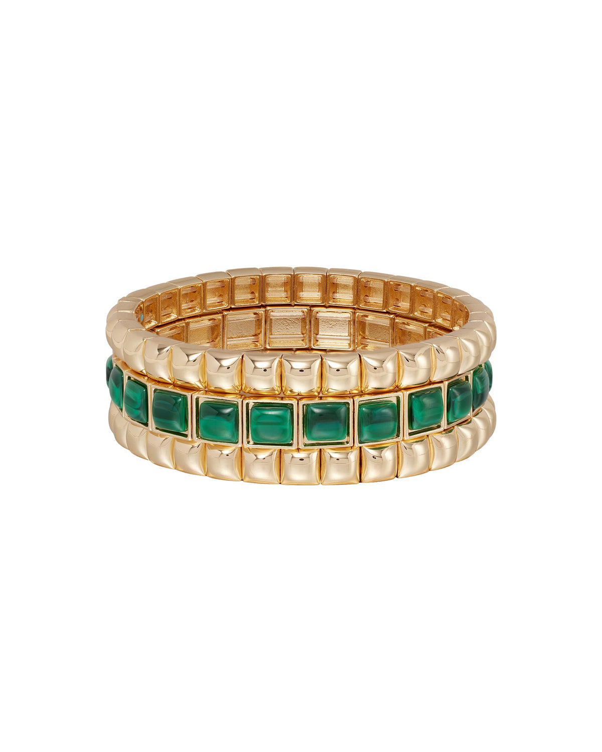 The Puffy Stud Bracelet Stack in Green