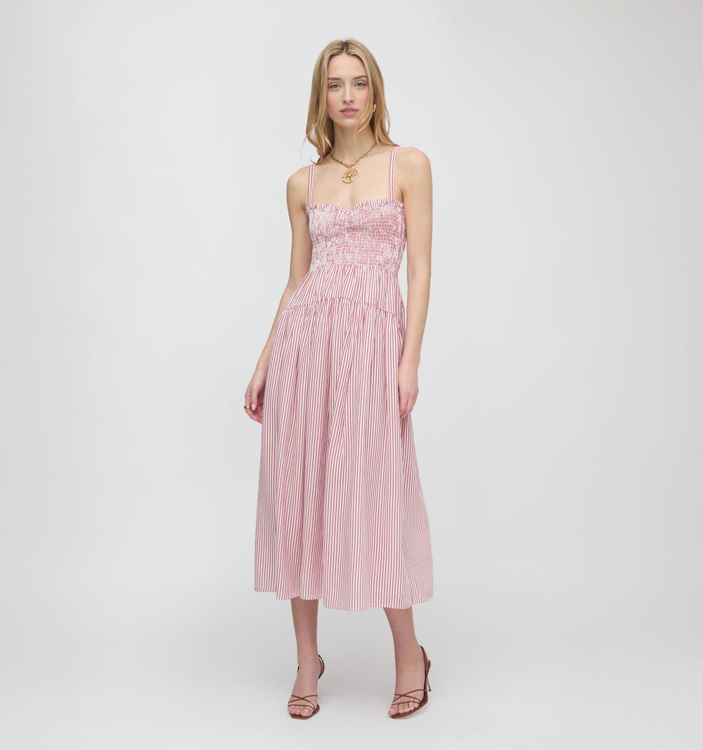 The Rebecca Nap Dress in Red Ticking Stripe