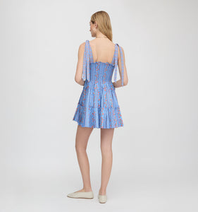The Ribbon Charlotte Nap Dress in Blue Floral Batik Stripe