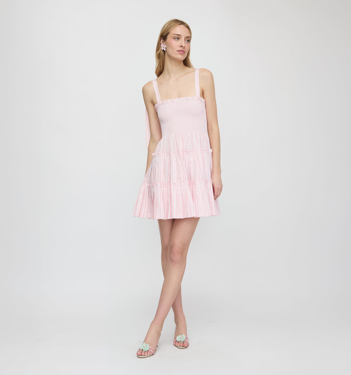 The Ribbon Charlotte Nap Dress in Pink Variegated Stripe