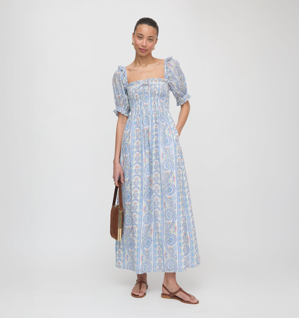The Scarlett Nap Dress in Blue Corsica Paisley