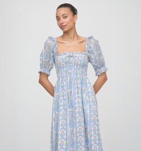 The Scarlett Nap Dress in Blue Corsica Paisley