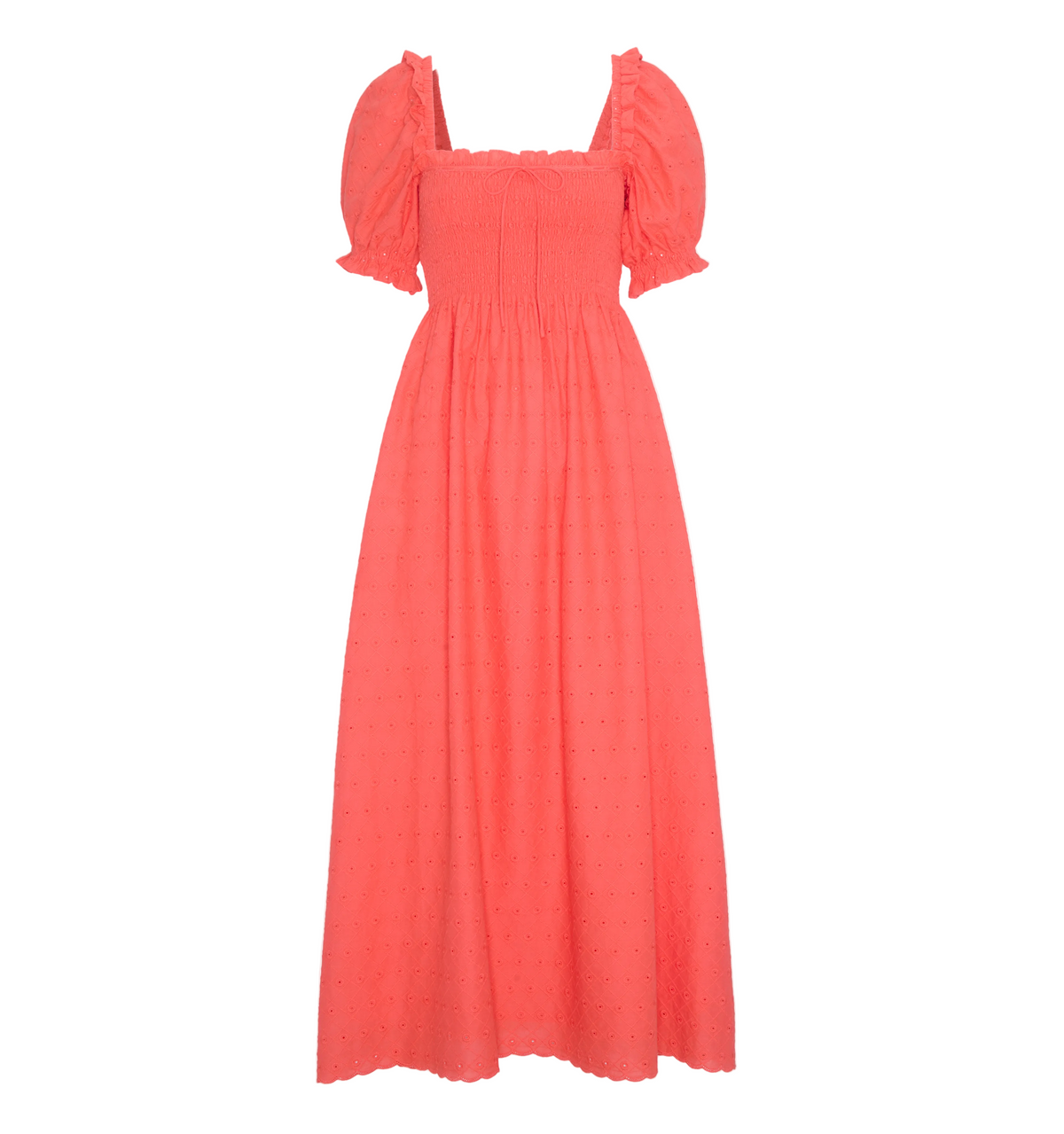 The Scarlett Nap Dress in Coral Daisy Broderie