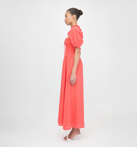 The Scarlett Nap Dress in Coral Daisy Broderie