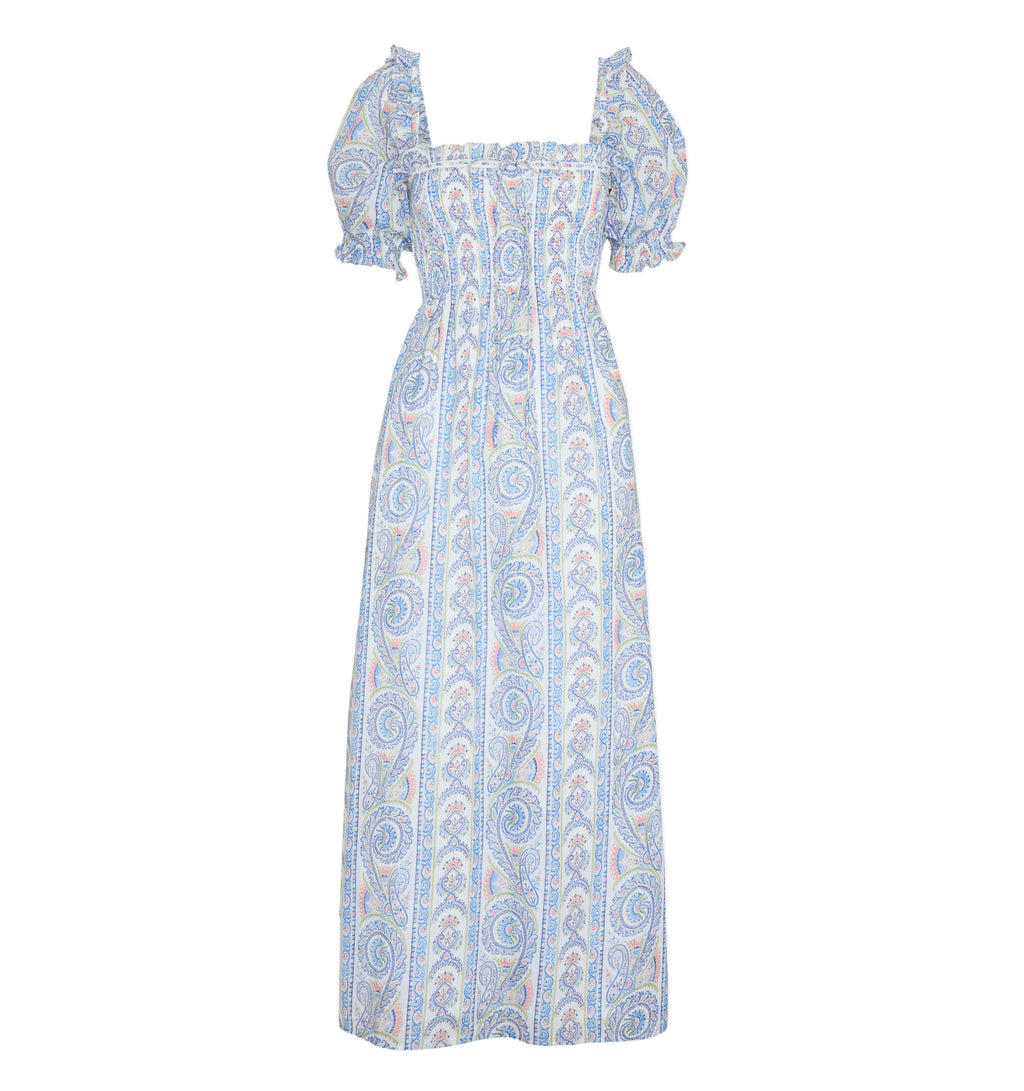 Hill House Home Women's The Scarlett Midi Nap Dress - Blue Corsica Paisley
