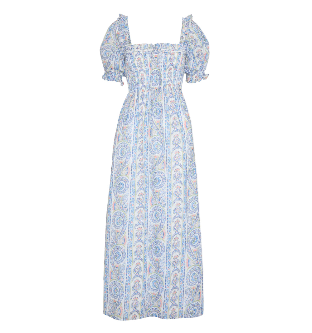 The Scarlett Nap Dress in Blue Corsica Paisley
