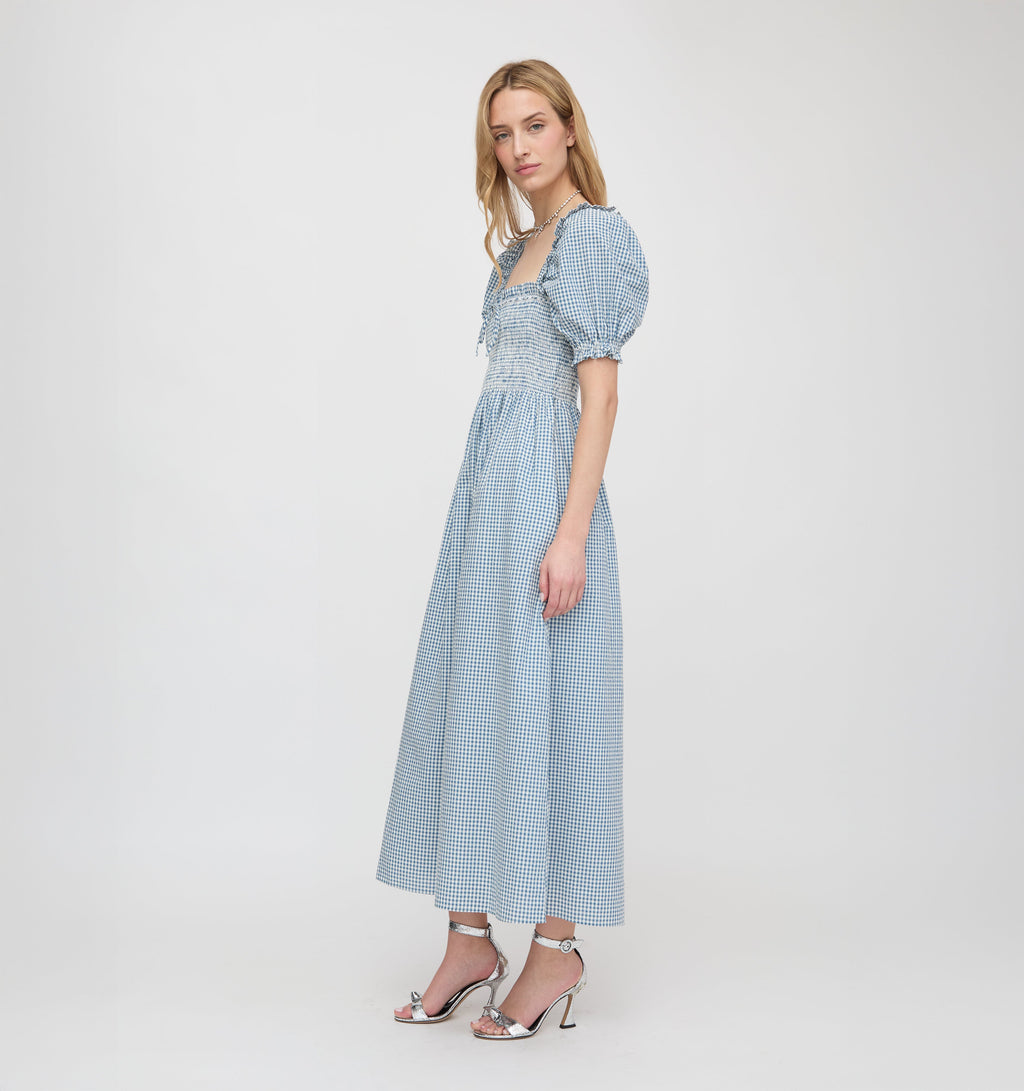The Scarlett Nap Dress in Lagoon Gingham