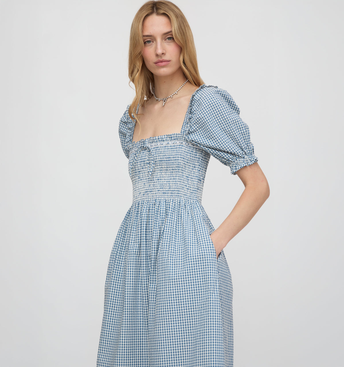 The Scarlett Nap Dress in Lagoon Gingham
