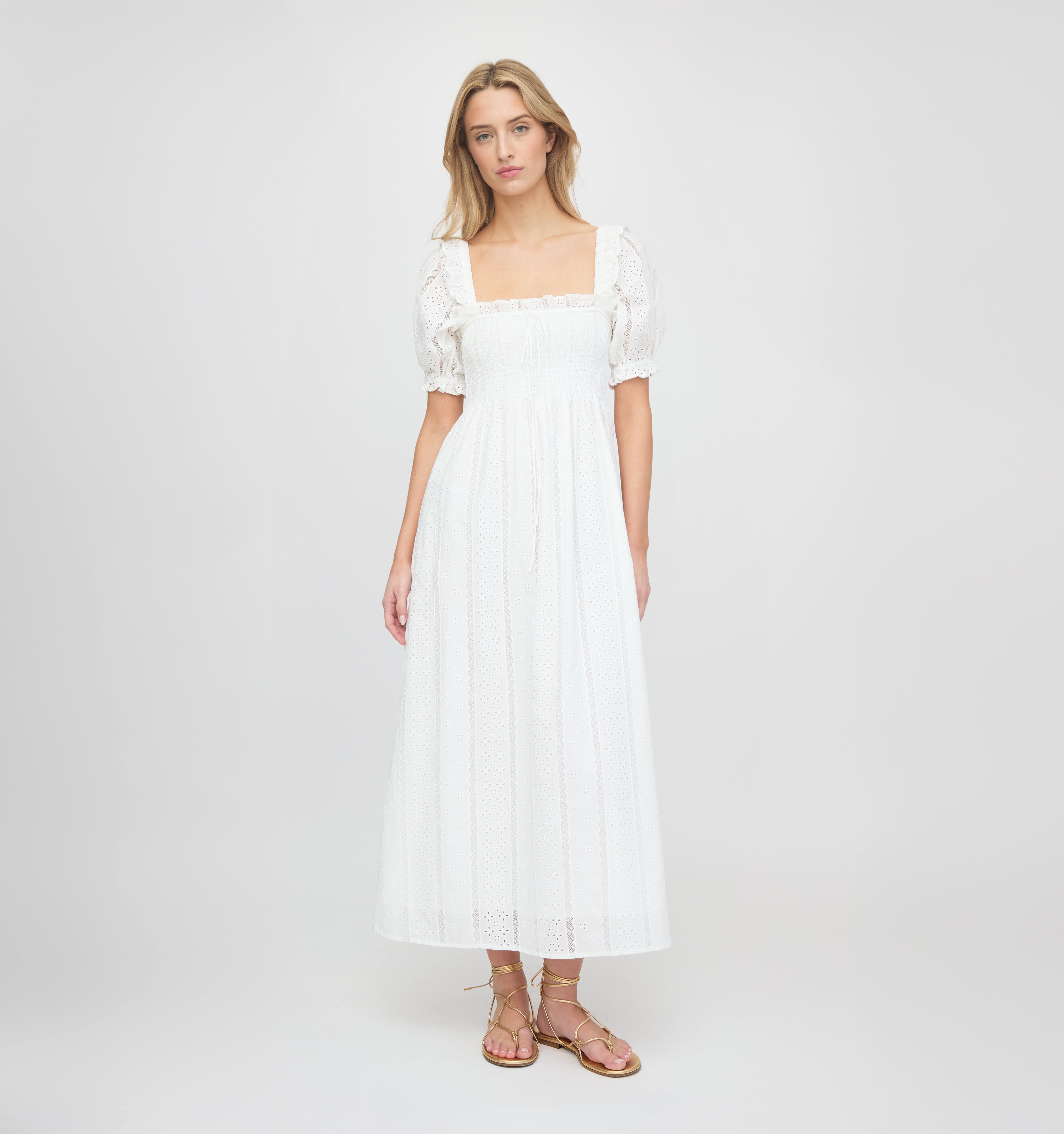 The Scarlett Nap Dress in White Broderie Voile