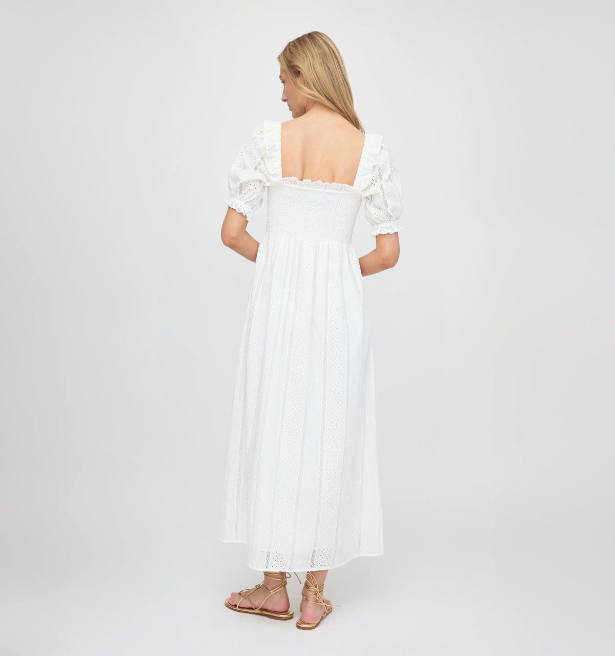 The Scarlett Nap Dress in White Broderie Voile