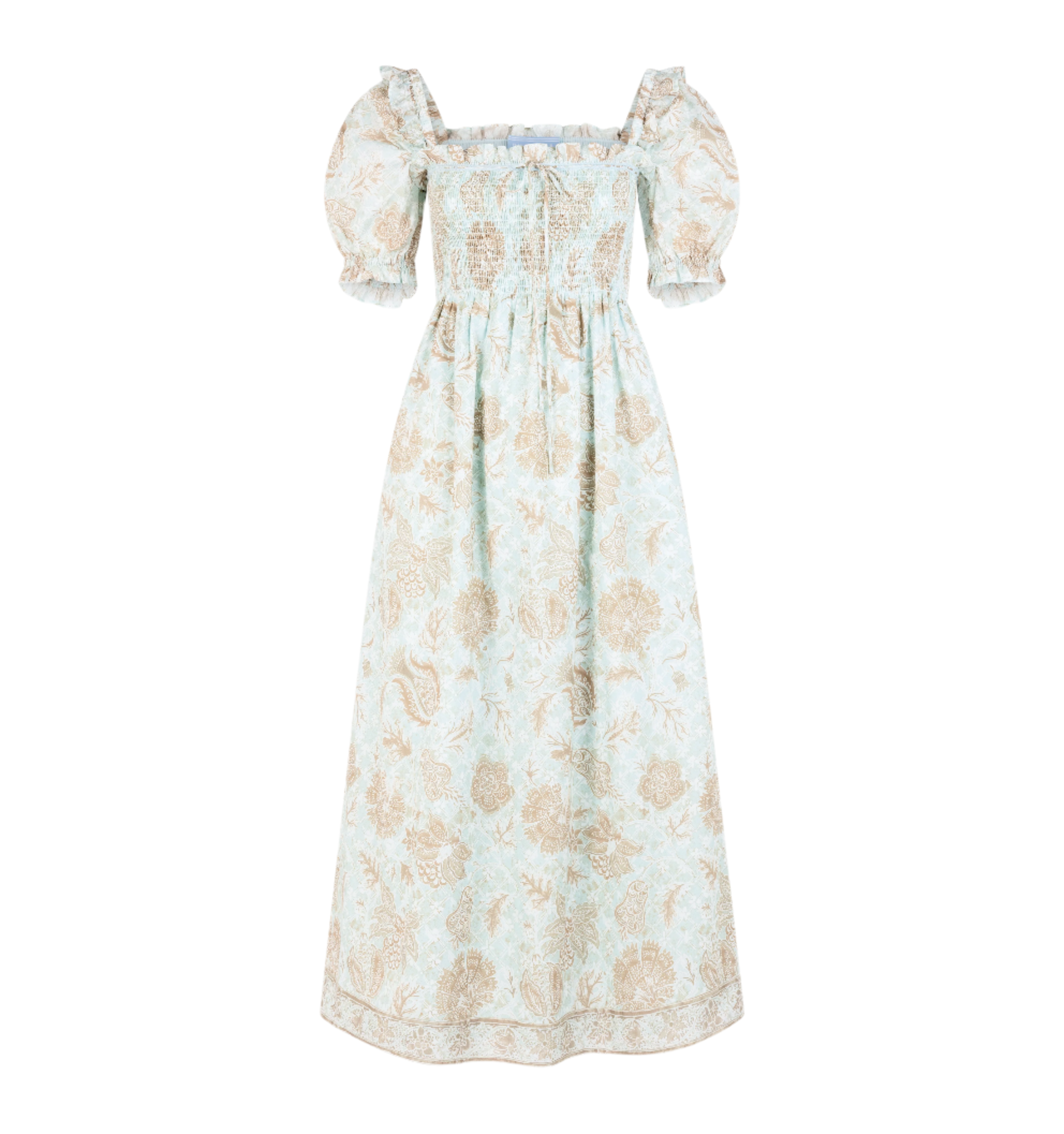 The Scarlett Nap Dress - Aqua Calico Trellis