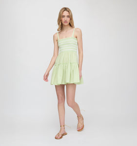 The Seraphina Mini Nap Dress in Lime Gingham