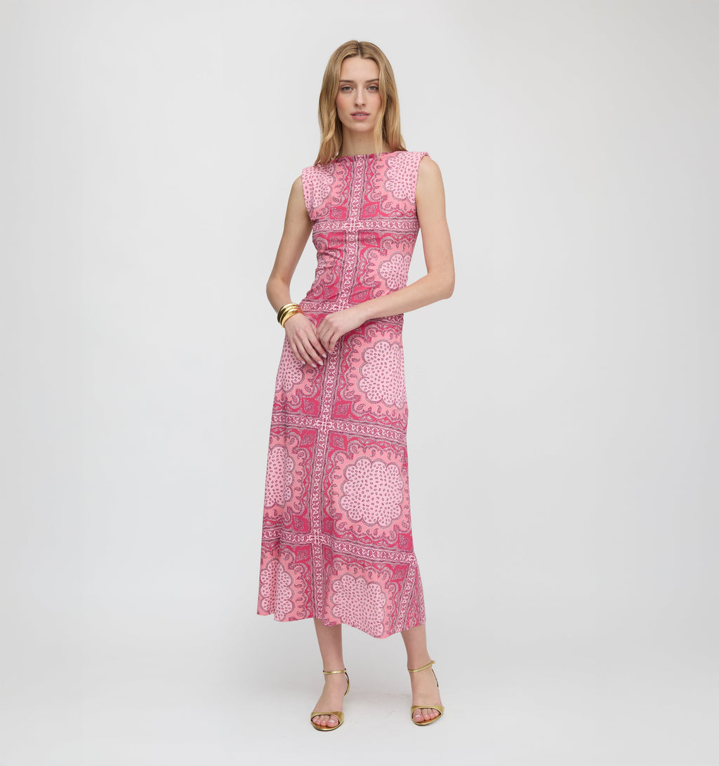 The Sloane Dress in Berry Paisley Scarf