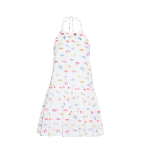 The Sol Tunic Dress in White Rainbow Fish