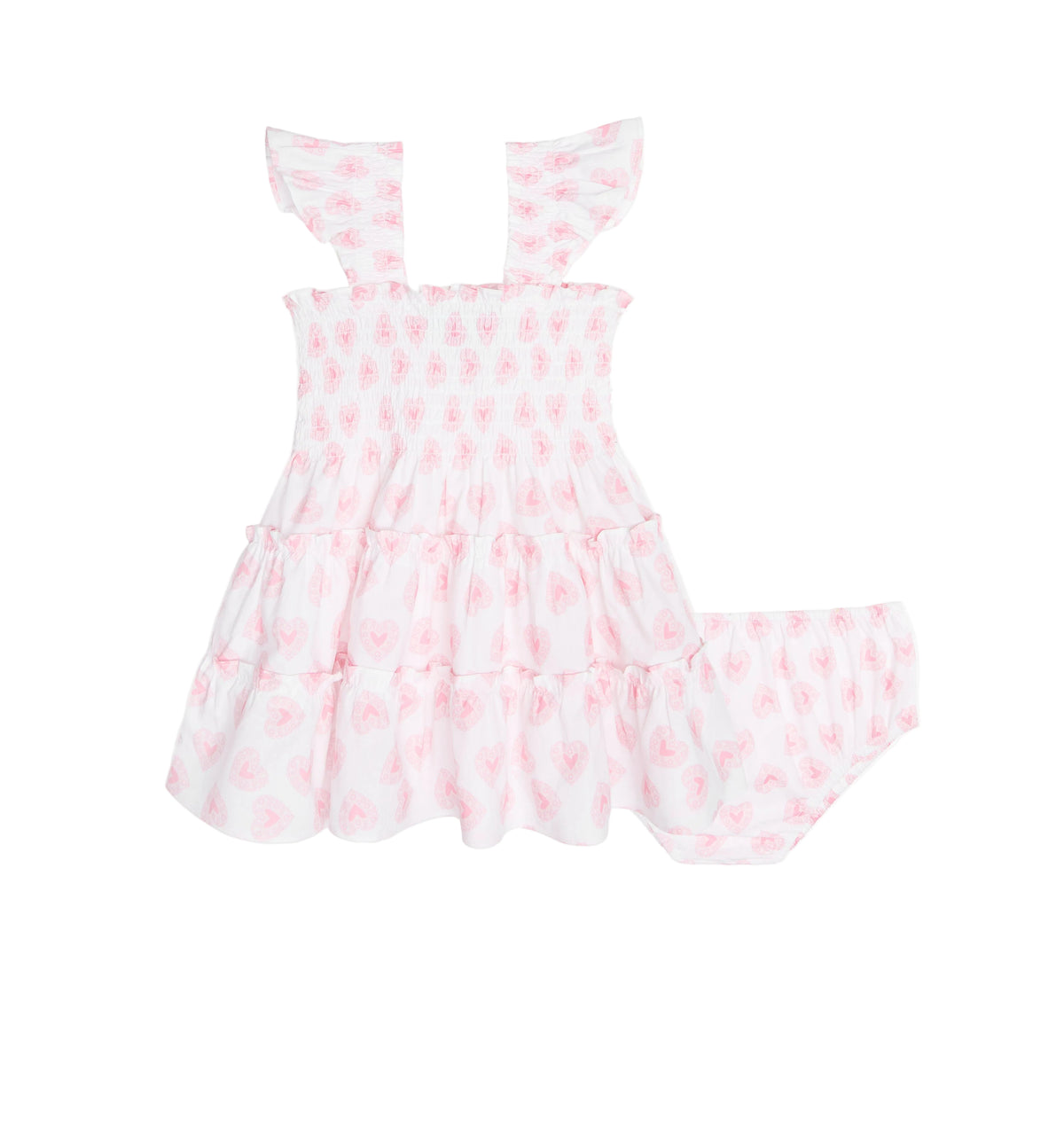 The Baby Ellie Nap Dress in Doily Heart Pink