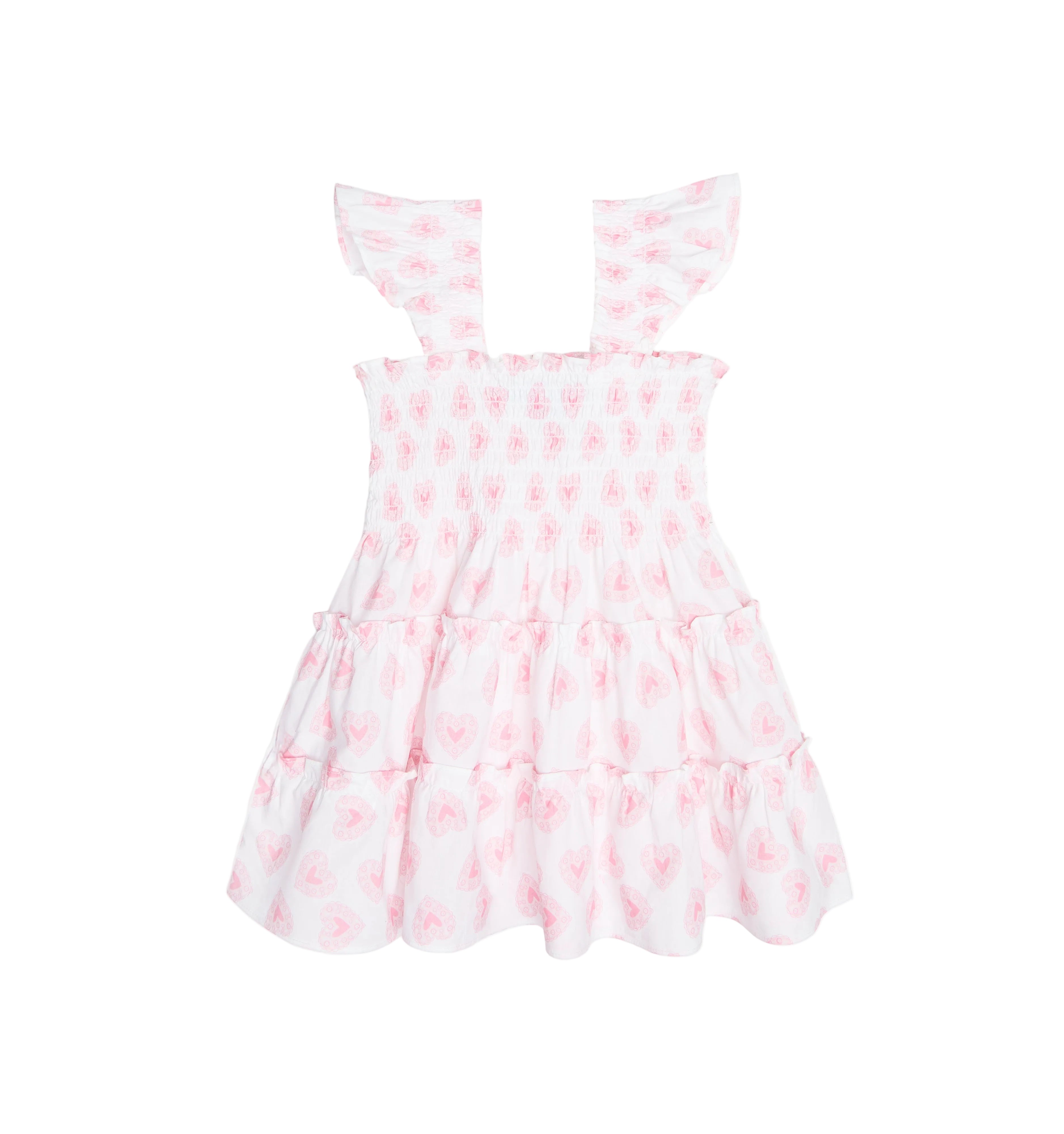 The Tiny Ellie Nap Dress in Doily Heart Pink