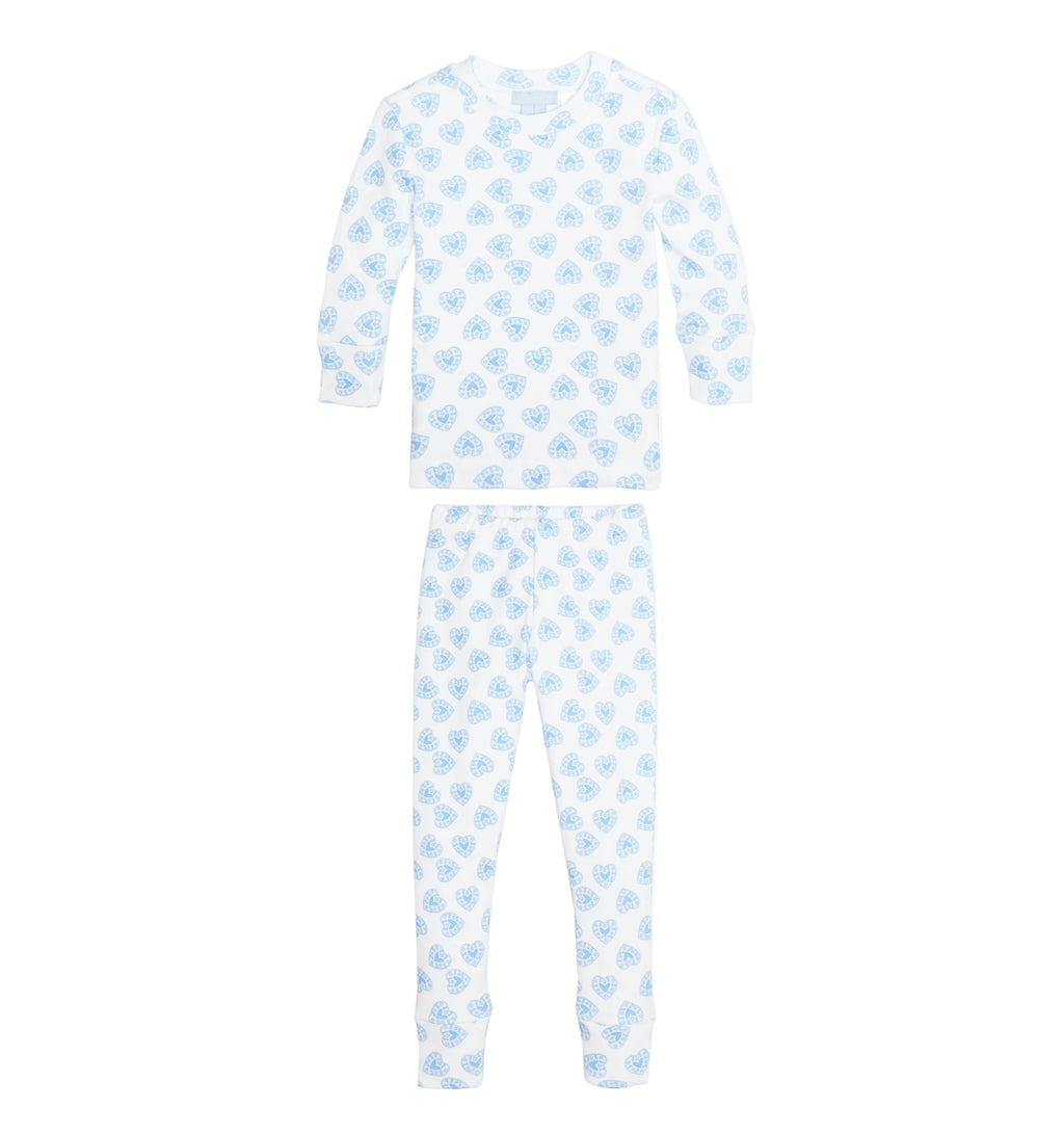 The Baby Sully PJ Set in Doily Heart Blue