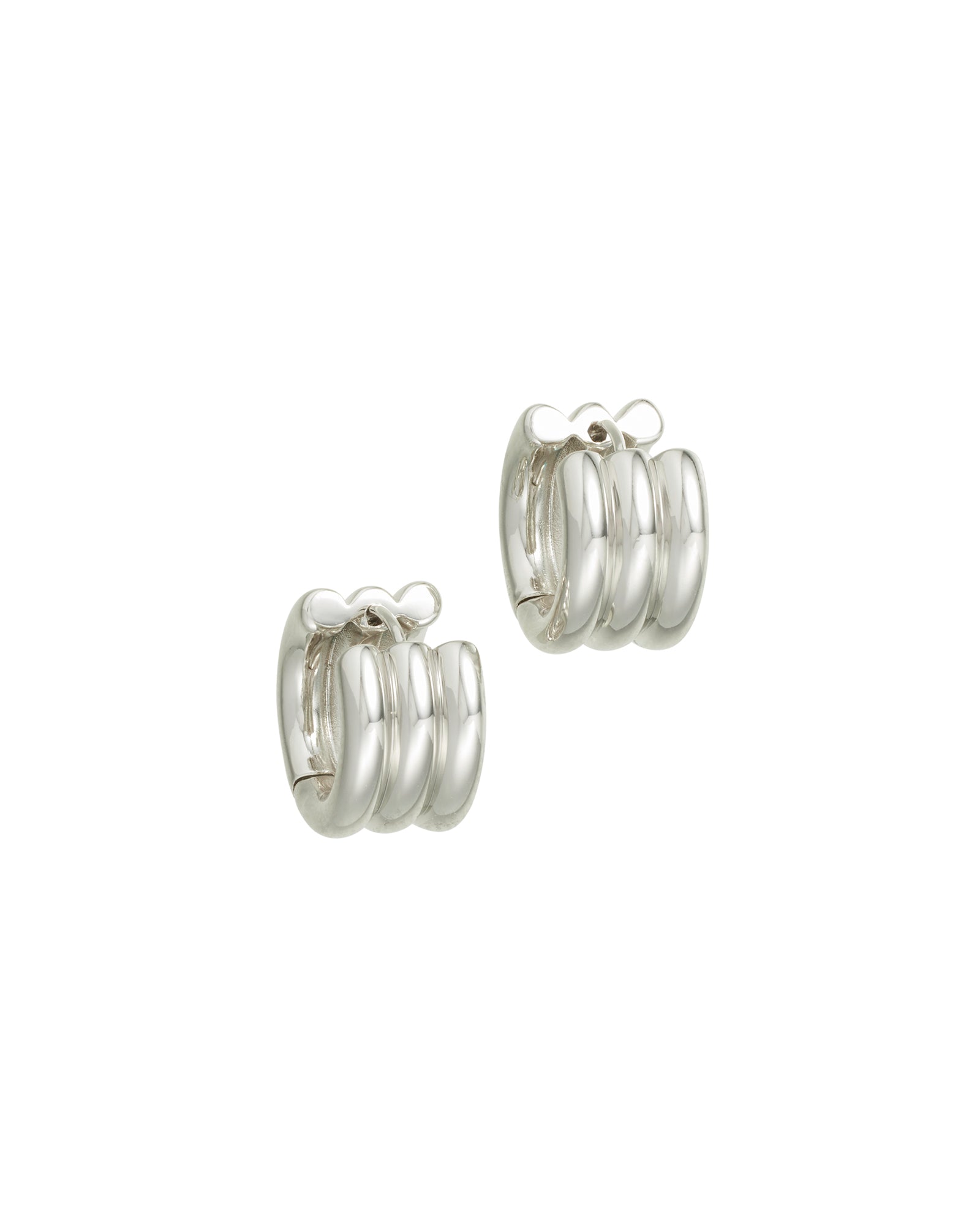 The Triple Tube Huggie in Silver