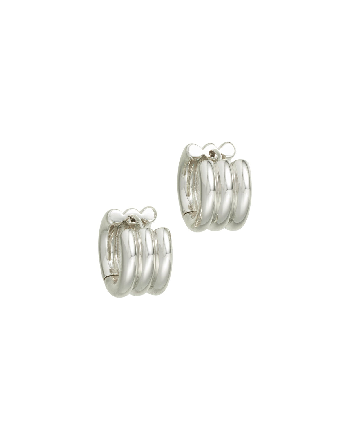The Triple Tube Huggie in Silver