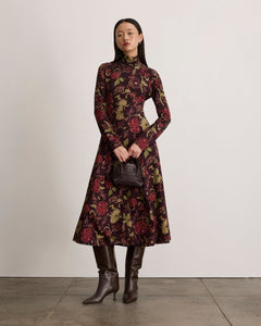 Thea Dress in Dark Fig Floral