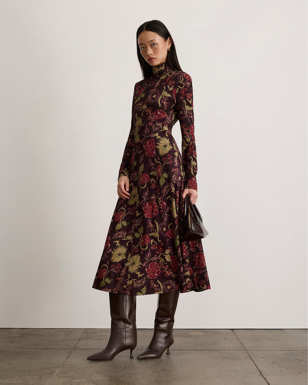 Thea Dress in Dark Fig Floral