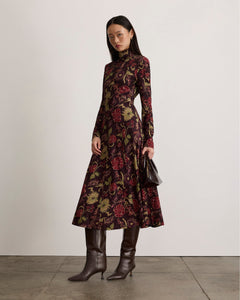 Thea Dress in Dark Fig Floral