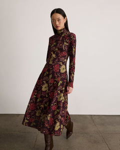 Thea Dress in Dark Fig Floral