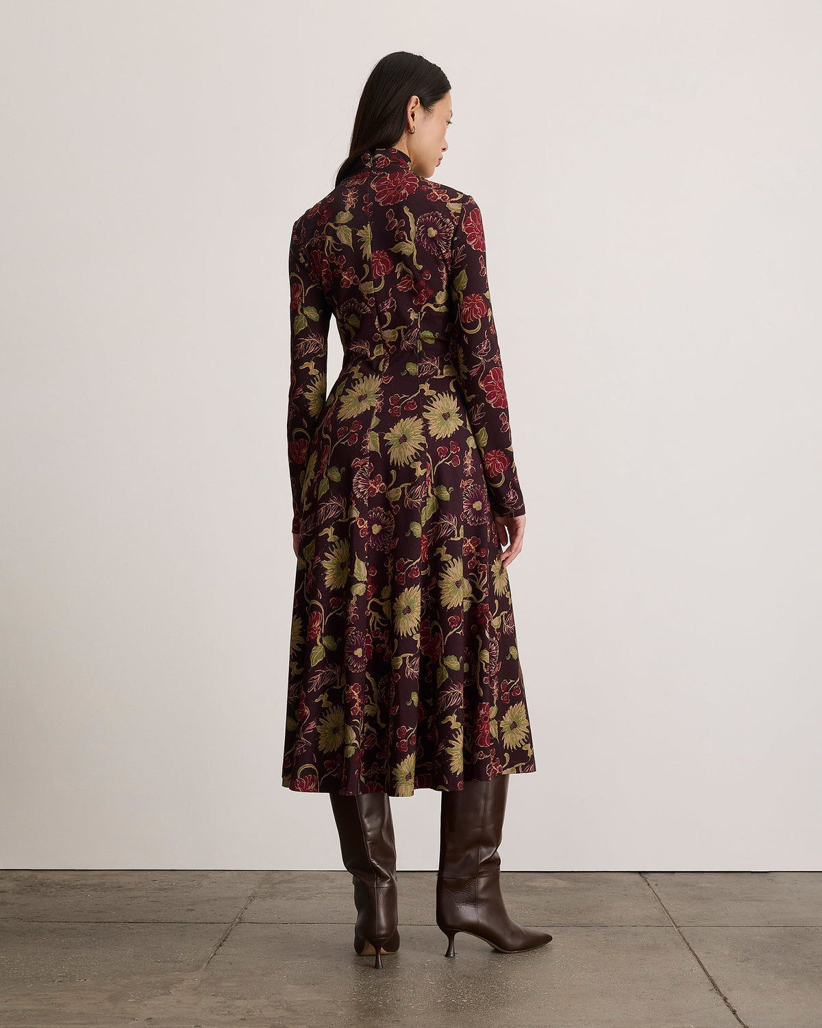 Thea Dress in Dark Fig Floral