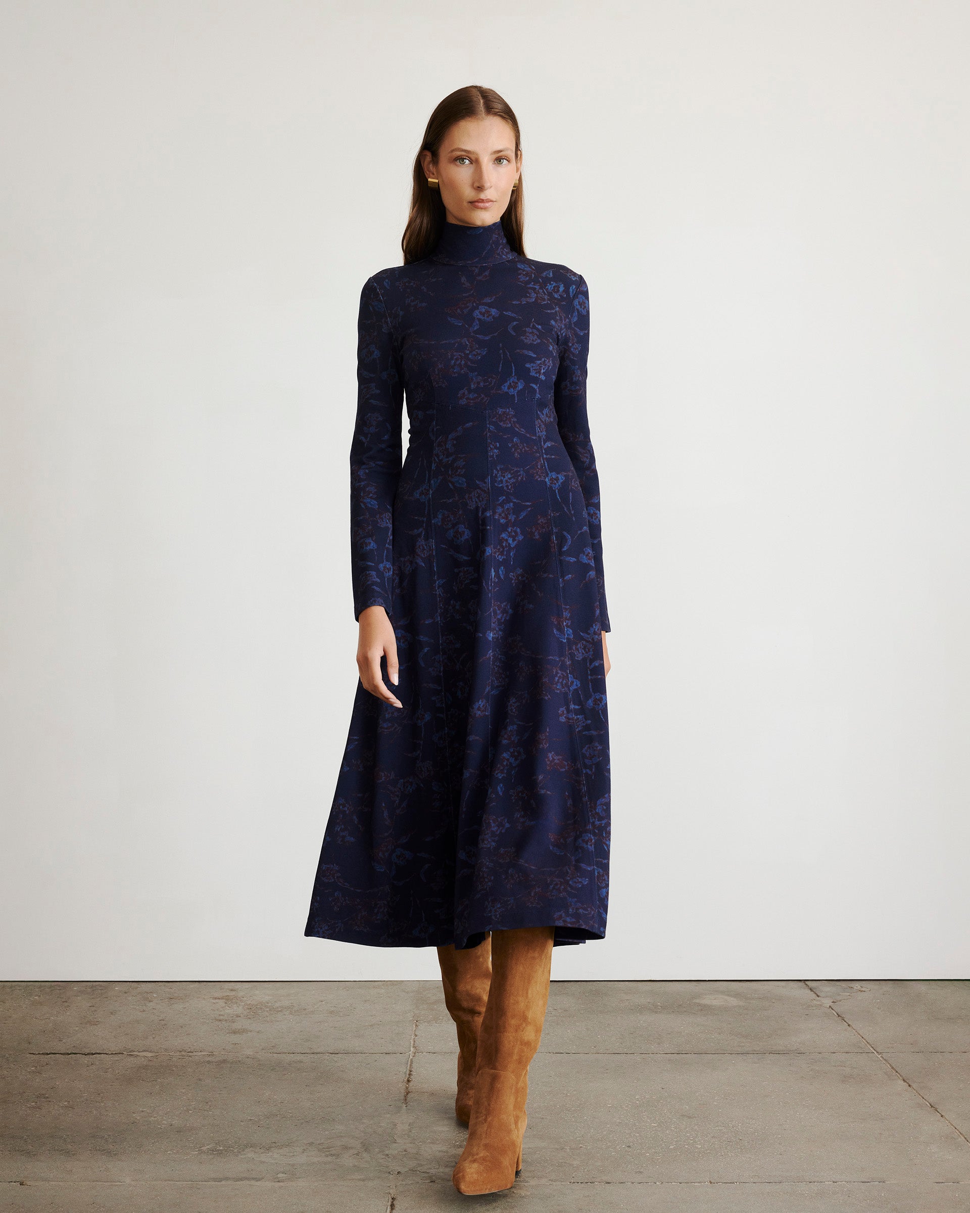 Thea Dress in Maritime Blue & Mahogany Multi