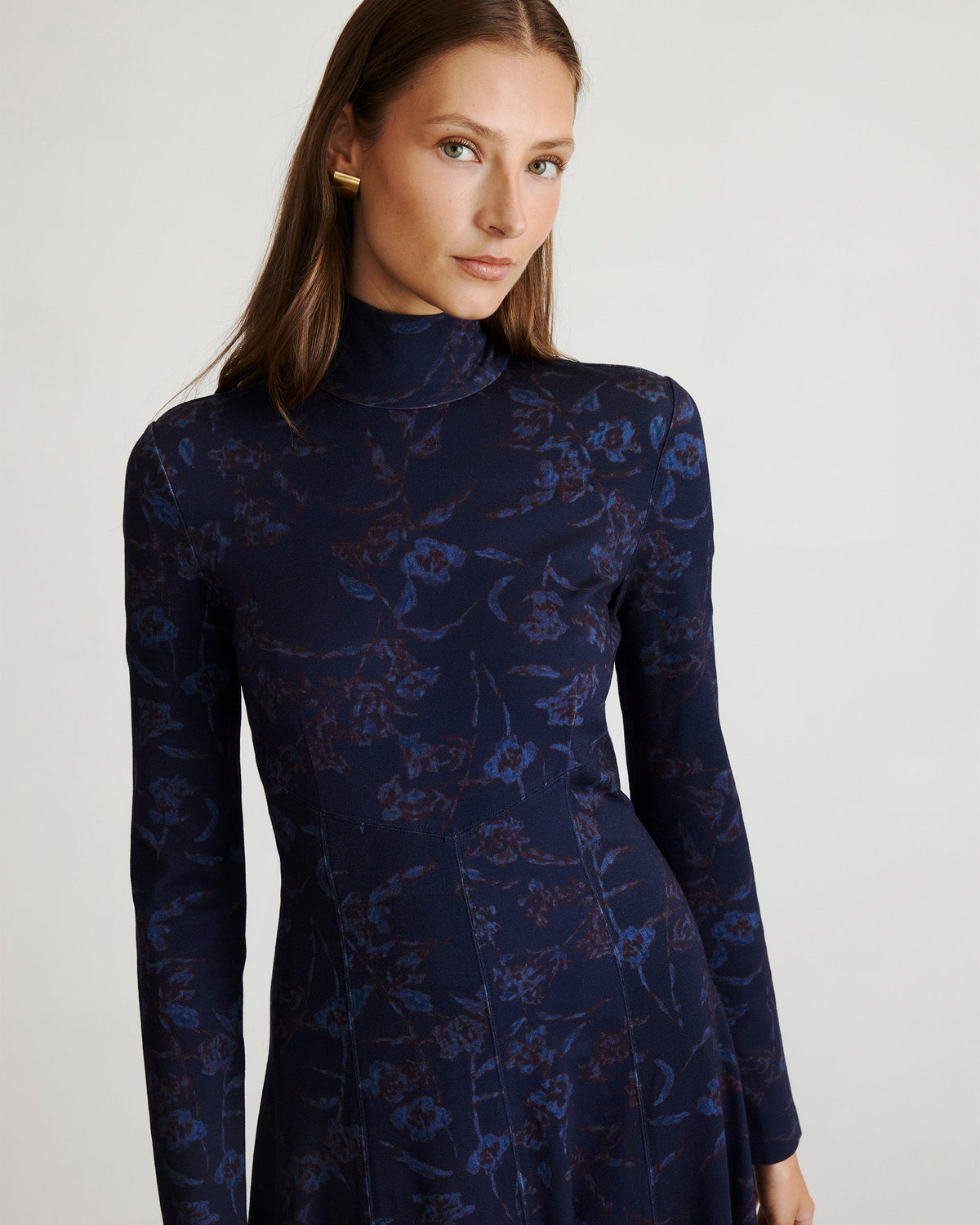 Thea Dress in Maritime Blue & Mahogany Multi