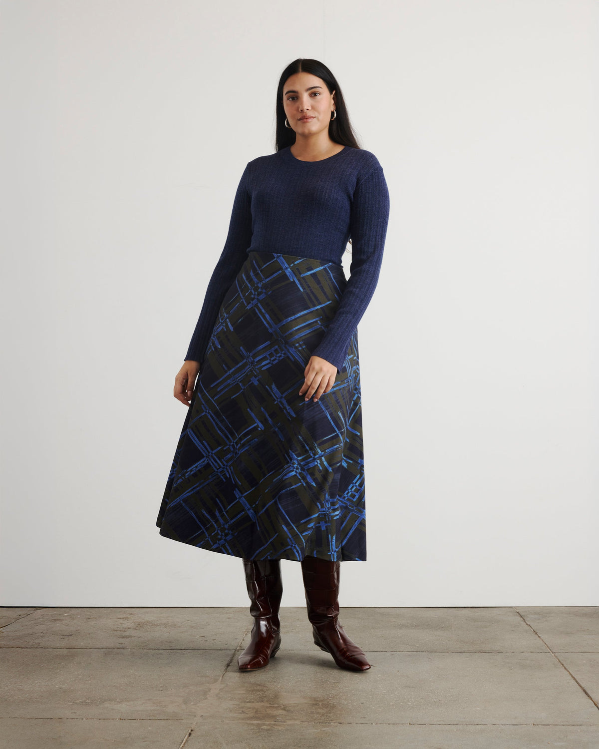 Thea Skirt in Maritime Blue & Army Multi