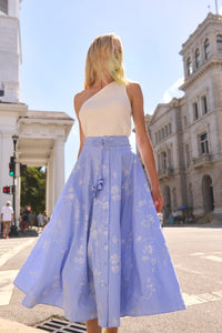 Thistle Skirt in Sullivan Stripe paired with Rhode Tank in White.