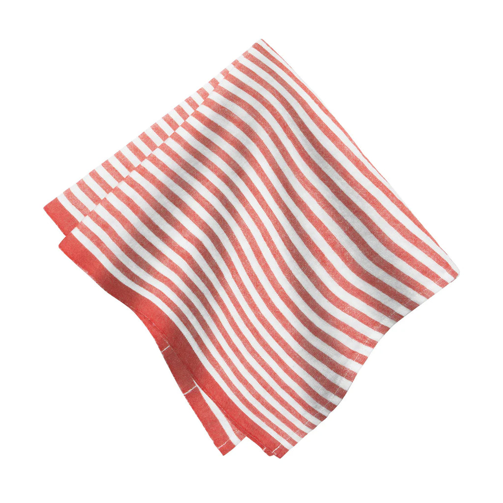 Ticking Stripe Napkin in Tomato, Set of 4